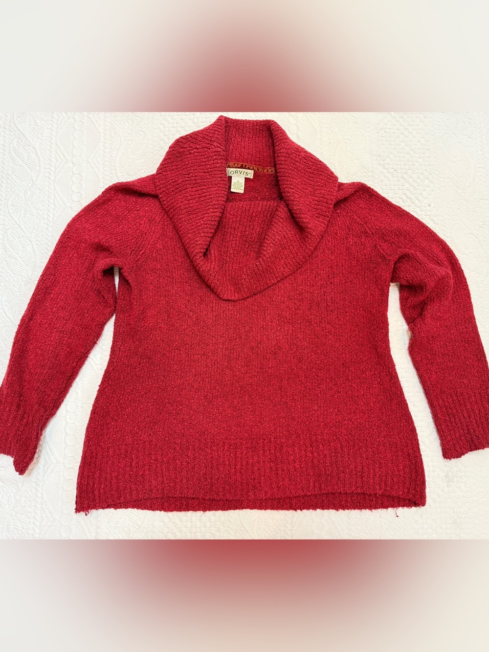 Orvis Cowl Neck Pullover Sweater Women’s Size Medium M Red